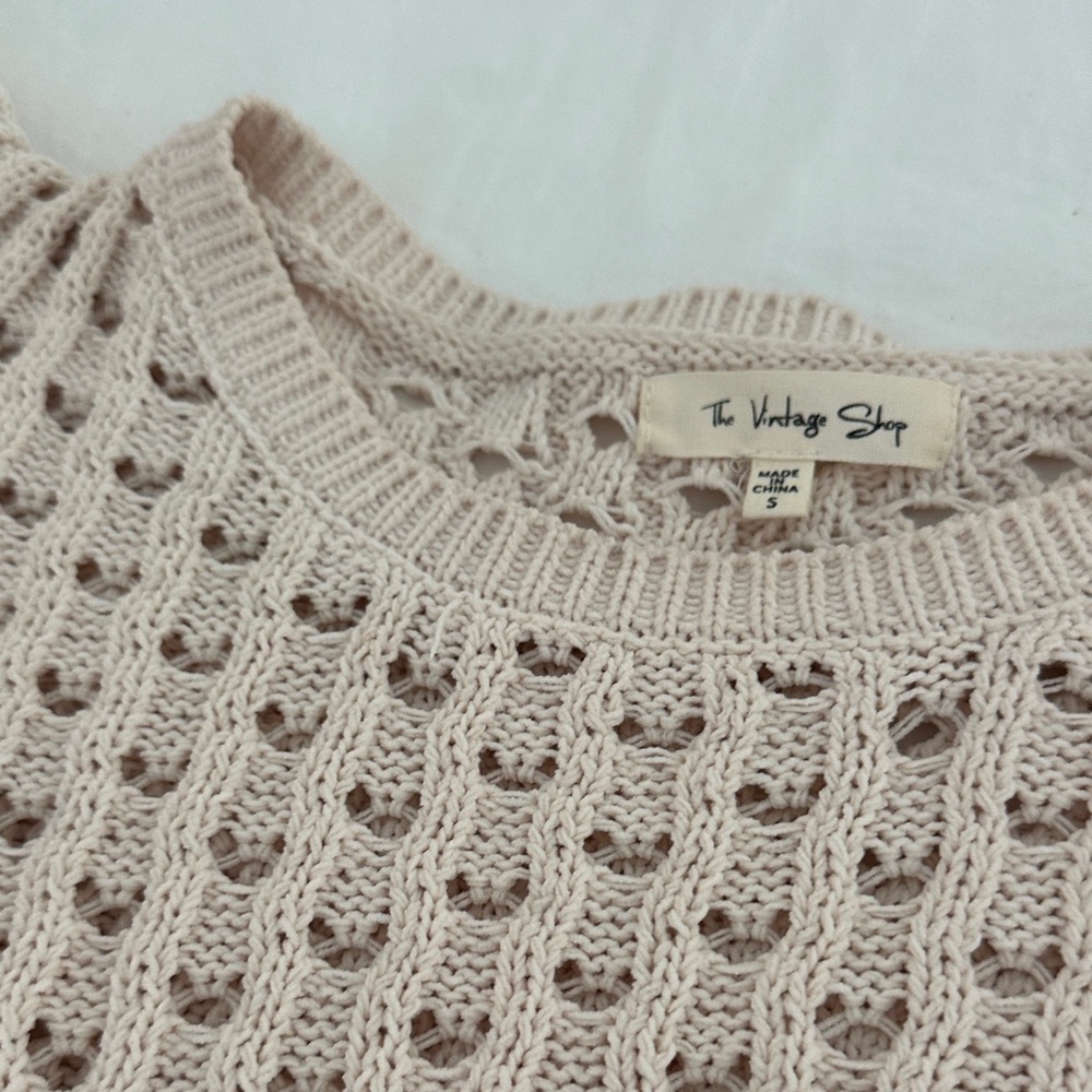 The Vintage Shop Open-Knit Sweater in Cream - Picture 2 of 5